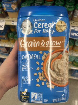 GERBER CEREAL FOR BABY GRAIN AND GROW 1st Foods Non GMO Oatmeal 8oz N2 Canister
