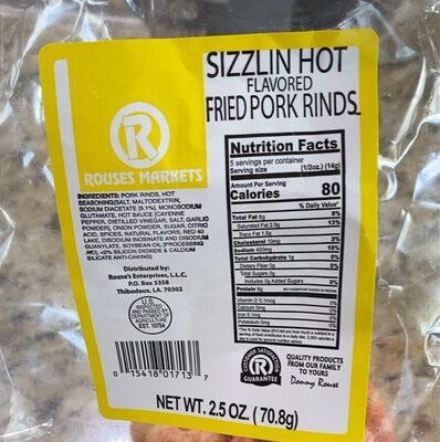 Sizzlin Hot Flavored Fried Pork Rinds, Sizzlin Hot