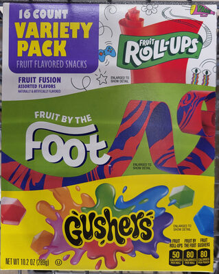 Fruit Roll-Ups, Fruit by the Foot, Gushers 16 Count Variety Pack