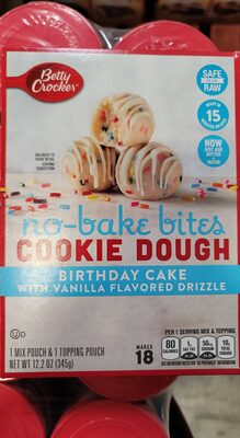 Birthday Cake With Vanilla Flavored Drizzle No-Bake Cookie Dough Bites, Birthday Cake With Vanilla Flavored Drizzle