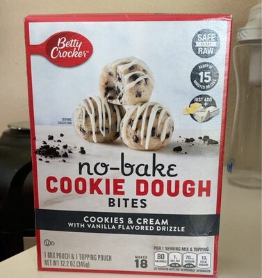Cookies & Cream With Vanilla Flavored Drizzle No-Bake Cookie Dough Bites, Cookies & Cream With Vanilla Flavored Drizzle