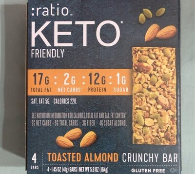 :ratio Keto Friendly Toasted Almond Crunchy Bars 4 Count
