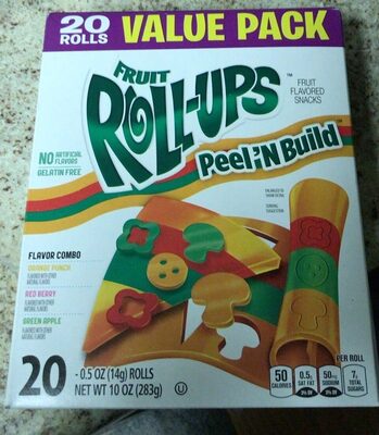 Fruit Roll-Ups Peel 'N Build Fruit Flavored Snacks Value Pack, 0.5 Oz, 20 Count, Orange Punch; Green Apple; Red Berry