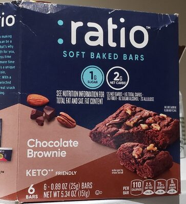:ratio Keto Friendly Chocolate Brownie Soft Bakes 6 Count