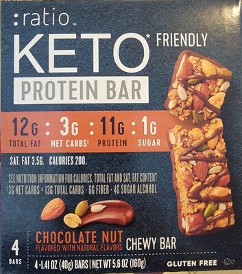 :ratio Keto Friendly Chocolate Nut Chewy Bars 4 Count