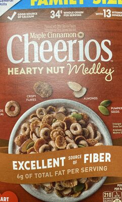 Cheerios Hearty Nut Medley Maple Cinnamon Breakfast Cereal Family Size