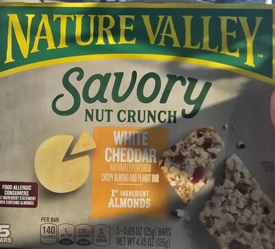 Nature Valley Savory Nut Crunch White Cheddar Crispy Almond and Peanut Bars 5 Count