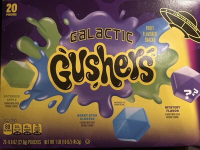 Gushers Galactic Asteroid Apple, Berry Star Cluster, Mystery Flavor Fruit Flavored Snacks 20 Count