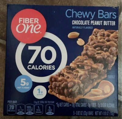 Fiber One 70 Calorie Chocolate Peanut Butter Chewy Bars 5 Count