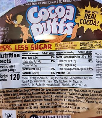 Cocoa Puffs 25% Less Sugar Breakfast Cereal Bowlpak
