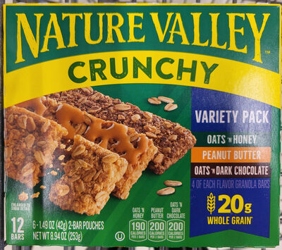 Nature Valley Crunchy Granola Bar Variety Pack, Oats 'N Honey, Peanut Butter, Oats 'N Dark Chocolate 6 Count
