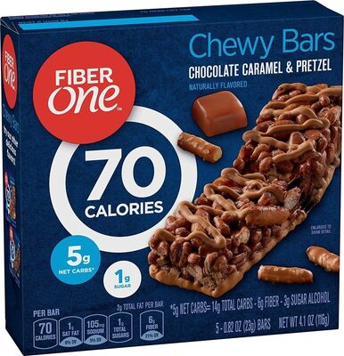 Fiber One 70 Calorie Chocolate Caramel & Pretzel Chewy Bars 5 Count