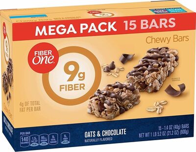 Fiber One Oats and Chocolate Chewy Granola Bars Mega Pack 15 Count