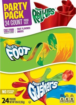 Mini Fruit by the Foot, Fruit Roll-Ups and Gushers Gluten-Free Fruit Snacks Variety Pack 24 Count