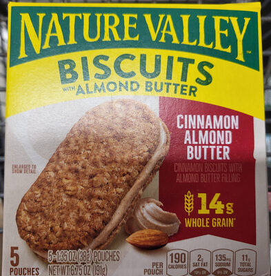 Nature Valley Cinnamon Almond Butter Biscuit Snack Cookies 5 Count