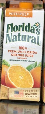 100% Premium Florida Orange Juice With Pulp, Orange
