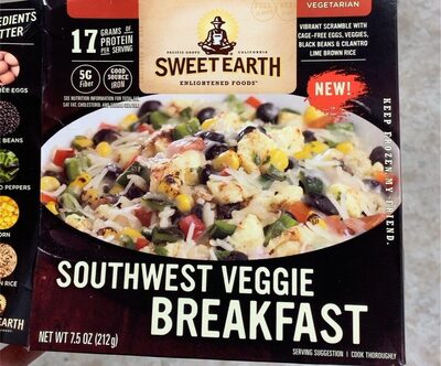 Southwest Veggie Vibrant Scramble With Cage-Free Eggs, Veggies, Black Beans & Cilantro Lime Brown Rice Breakfast, Southwest Veggie