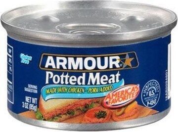 Armour Chicken & Pork Potted Meat, 10g Protein Per Serving, 3 oz Can