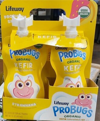 Strawnana Flavored Strawberry Banana Organic Kefir Cultured Whole Milk, Strawnana