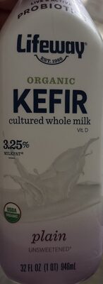 Plain Unsweetened Organic Kefir Cultured Whole Milk, Plain