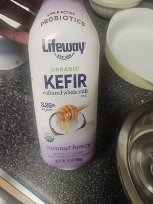 Coconut Honey Flavored Organic Kefir Cultured Whole Milk, Coconut Honey