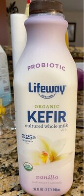 Vanilla Flavored Organic Kefir Cultured Whole Milk, Vanilla