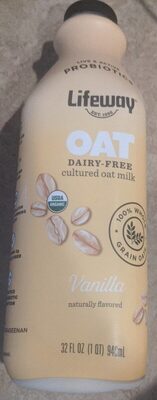Vanilla Flavored Dairy-Free Cultured Oat Milk, Vanilla