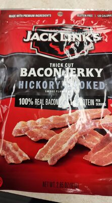 Hickory Smoked Thick Cut Bacon Jerky Meat Snacks, Hickory Smoked
