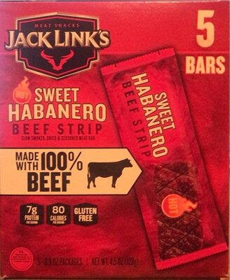 Hot Sweet Habanero Beef Strip Slow Smoked, Dried & Seasoned Meat Bar, Hot Sweet Habanero Beef Strip