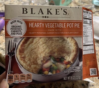 Blake's Organic Vegetable Pot Pie, Vegetarian Pot Pie Frozen Meal, 8 oz