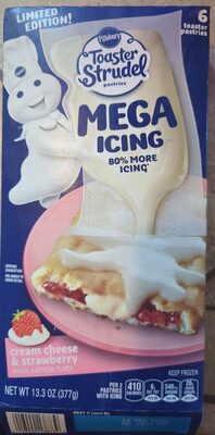 Pillsbury Mega Icing Strawberry Cream Cheese Toaster Strudel Pastries 6 Count