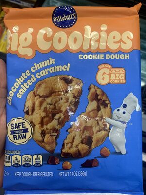 Pillsbury Big Cookies Chocolate Chunk Salted Caramel Cookie Dough 6 Count