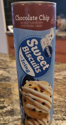 Chocolate Chip Flavored Sweet Biscuits With Icing, Chocolate Chip With Icing