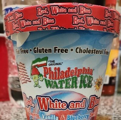 Cherry, Vanilla & Blueberry Swirl Red, White And Blue Premium Italian Ice, Cherry, Vanilla & Blueberry Swirl