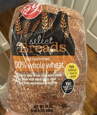 100% Whole Wheat Old Fashioned Select Breads, Whole Wheat
