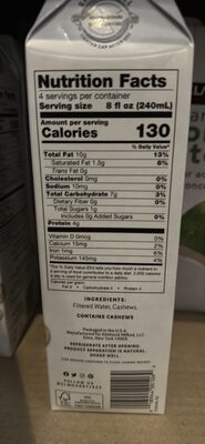 Unsweetened Milked Cashews, Unsweetened