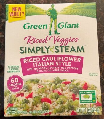 Riced Cauliflower Italian Style With Broccoli Florets, Red Peppers & Olive Oil Herb Sauce Riced Veggies, Riced Cauliflower Italian Style