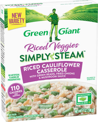 Riced Cauliflower Casserole With Green Beans, Fried Onions & Mushroom Sauce Riced Veggies, Riced Cauliflower Casserole