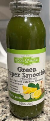 Green Apple, Spinach, Cucumber, Pineapple, Lemon & Ginger Super Smoothie, Green