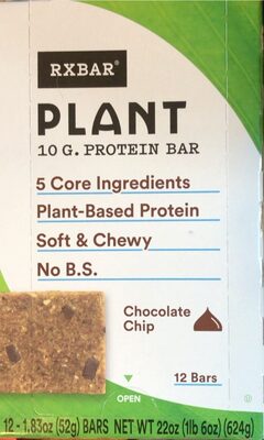 Chocolate Chip Plant Protein Bars, Chocolate Chip