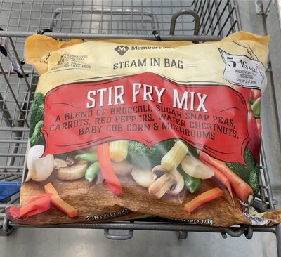 A Blend Of Broccoli, Sugar Snap Peas, Carrots, Red Peppers, Water Chestnuts, Baby Cob Corn & Mushrooms Stir Fry Mix