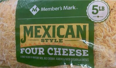 Four Cheese Mexican Style A Fancy Blend Of Monterey Jack, Mild Cheddar, Asadero & Queso Quesadilla Cheeses, Four Cheese