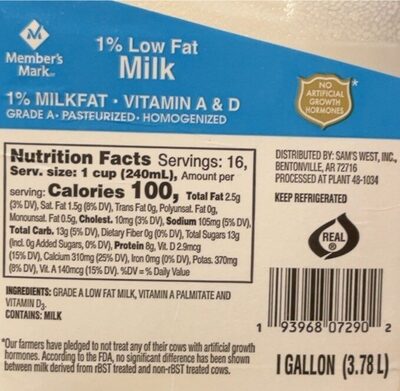 1% Low Fat Milk