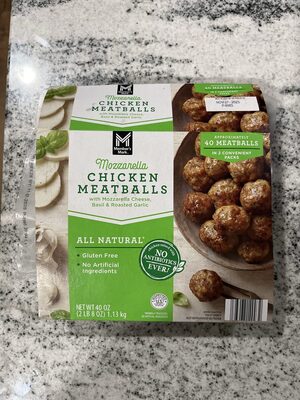 Mozzarella Chicken Meatballs With Mozzarella Cheese, Basil & Roasted Garlic, Mozzarella Chicken With Mozzarella Cheese, Basil & Roasted Garlic