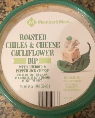 Roasted Chiles & Cheese Cauliflower Dip With Cheddar & Pepper Jack Cheese, Roasted Chiles & Cheese Cauliflower