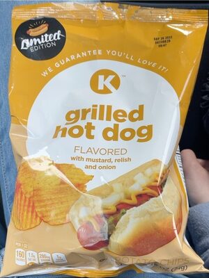 Grilled Hot Dog Flavored With Mustard, Relish And Onion, Mustard, Relish And Onion