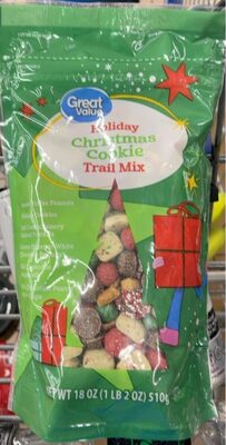 Christmas Cookie Butter Toffee Peanuts, Holiday Cookies, Red Confectionery Coated Pretzels, Green Shimmer White Chocolate Peanuts, Milk Chocolate Nonpareils, Milk Chocolate Peanut Butter Cups Holiday Trail Mix, Christmas Cookie