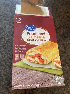 Pepperoni & Cheese Slices Of Pepperoni And Reduced Fat Mozzarella Cheese With Tomato Sauce Wrapped In A Crust Filled Sandwiches, Pepperoni & Cheese