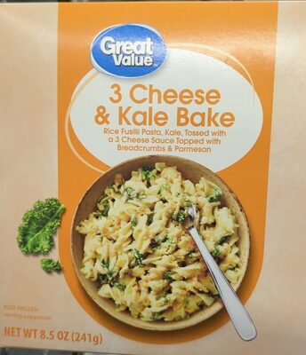 3 Cheese & Kale Bake Rice Fusilli Pasta, Kale, Tossed With A 3 Cheese Sauce Topped With Breadcrumbs & Parmesan, 3 Cheese & Kale Bake