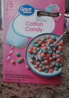 Cotton Candy Sweetened Corn And Oat Cereal, Cotton Candy